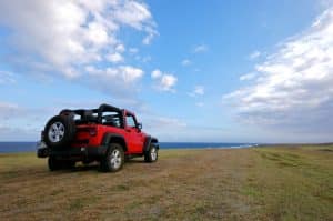 jeep by the water